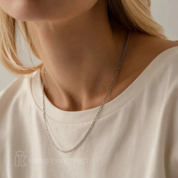 Цепь из серебра 925, плетение «Ромб двойной»